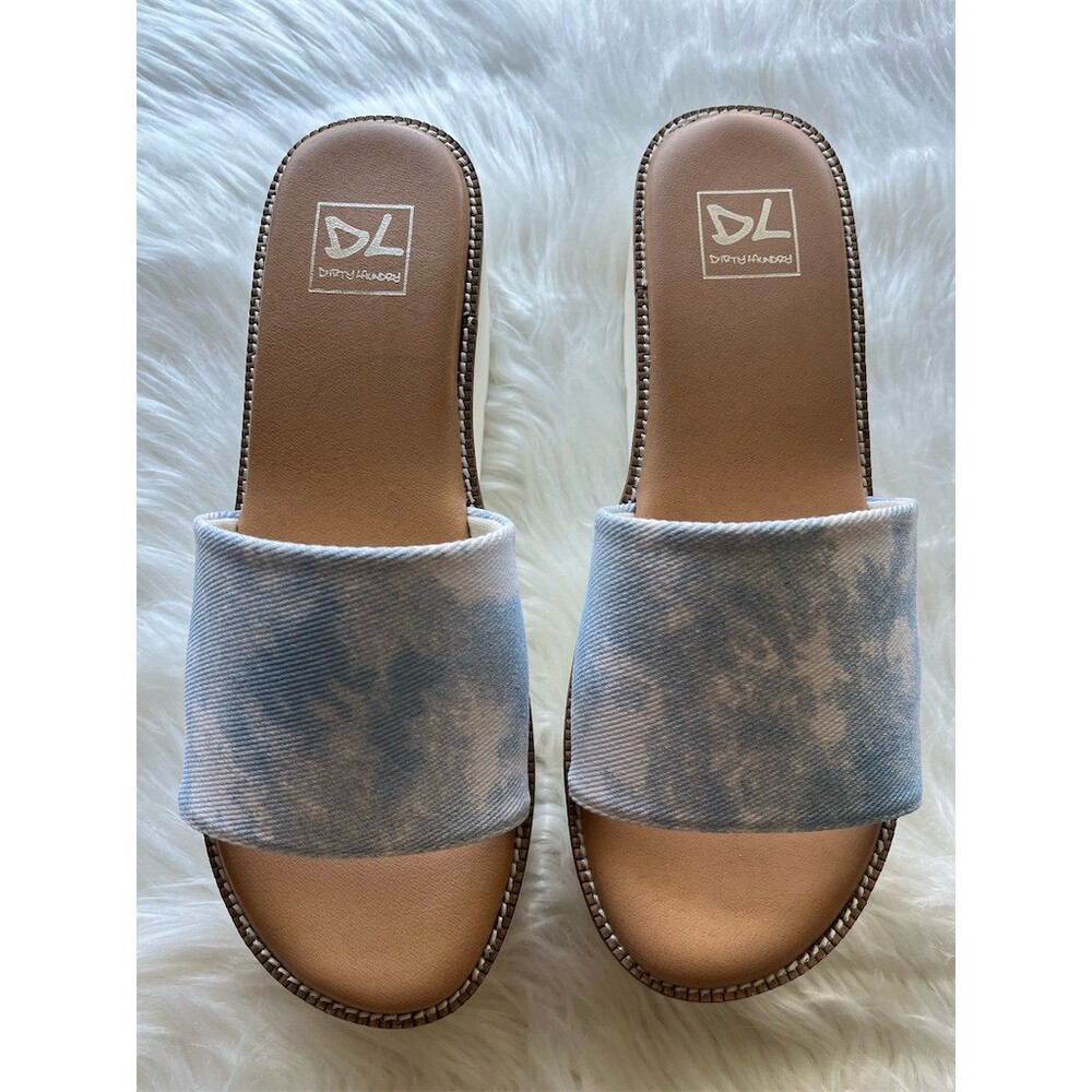 🆕Dirty Laundry Pivot Slide Sandals Womens 9 Blue Tie-Dye Platform Lug Sole